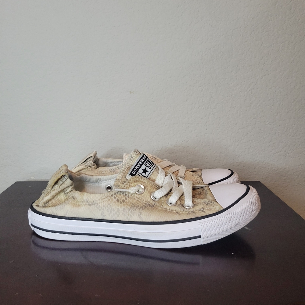 Converse Tan and White Canvas Sneakers Low-Top Casual